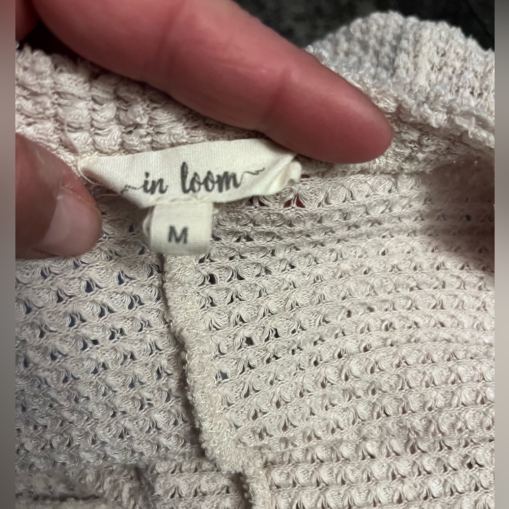JBH* In Loom Tan Long waffle knit Cardigan Duster with Side Slits - Picture 4 of 4